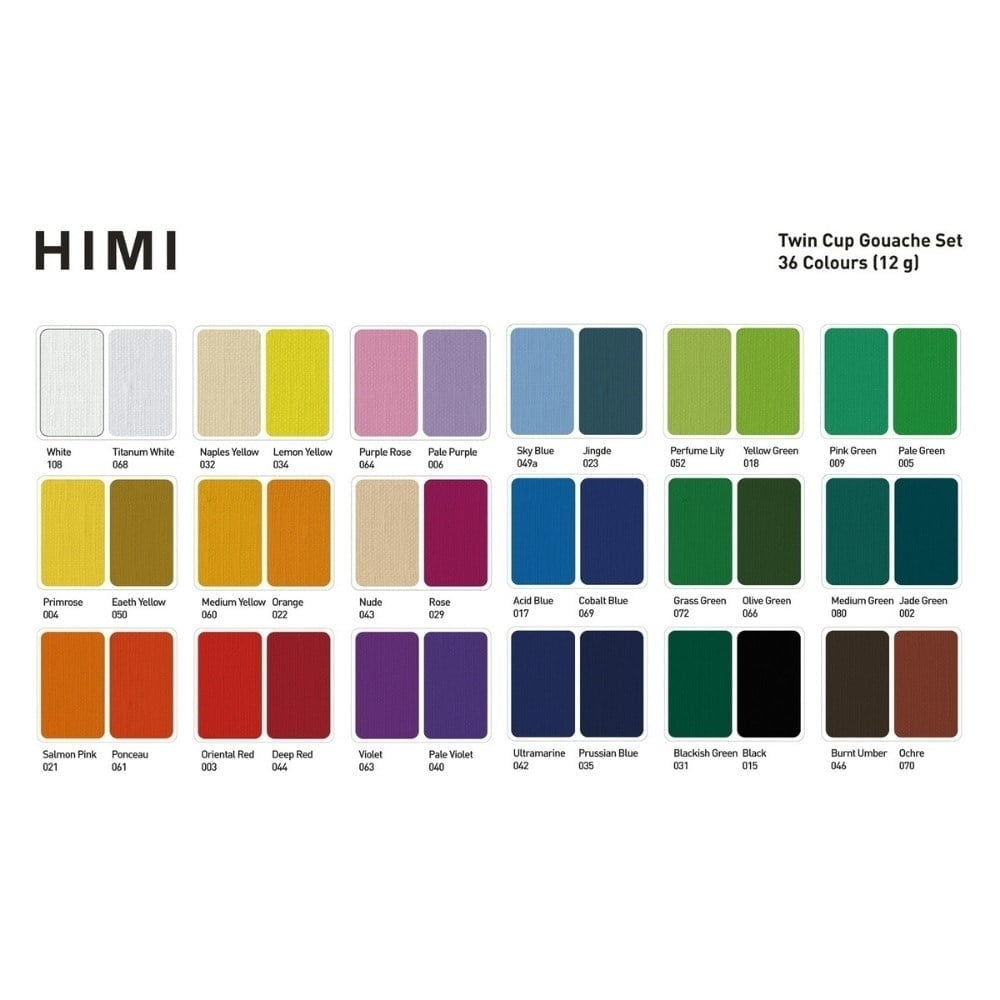 HIMI Twin Cup Gouache Set 36'lı+3 Brushes (Purple Case Edition)