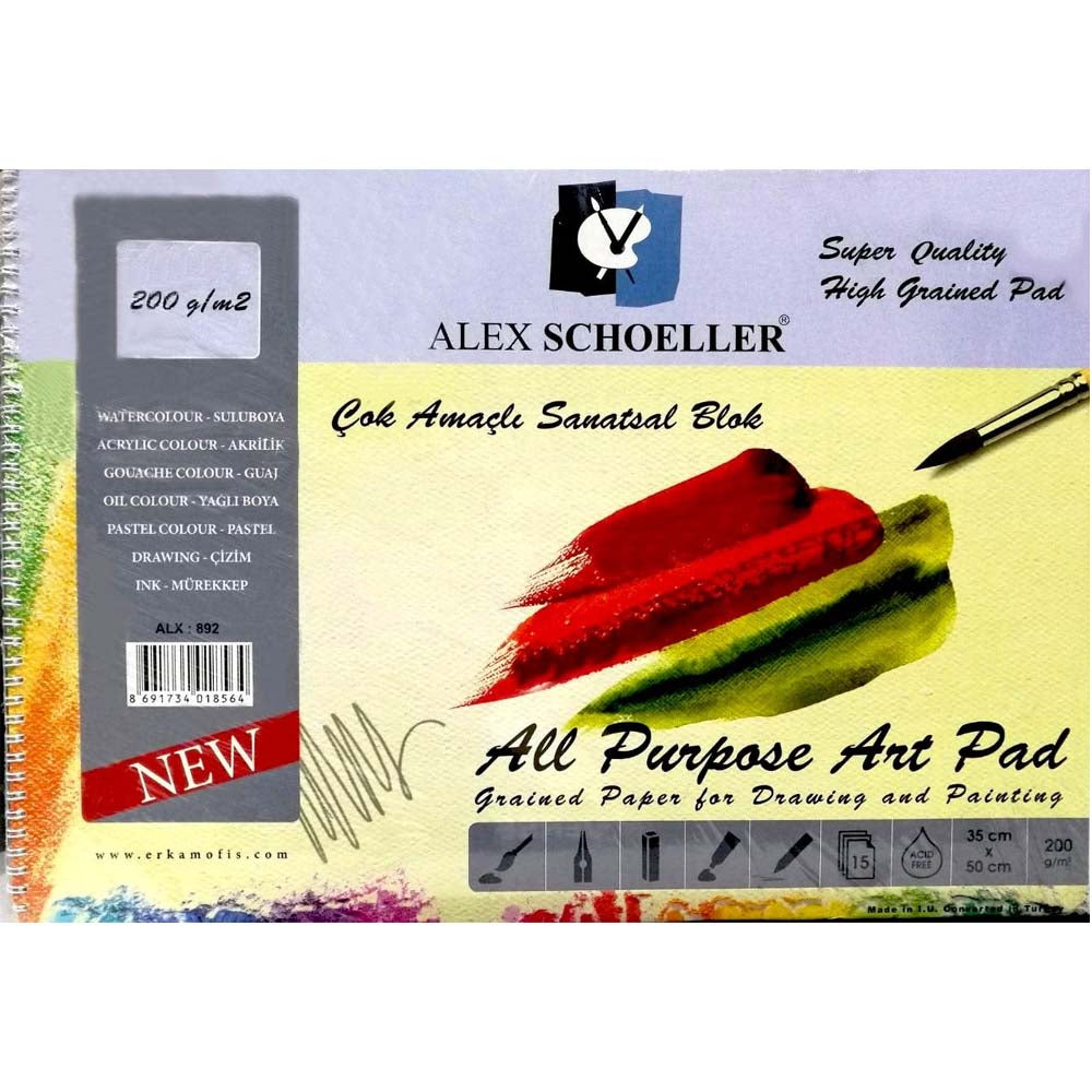 Alex Schoeller Çok Amaçlı Çizim ve Resim Bloğu 200gr 35x50cm (Spiralli)