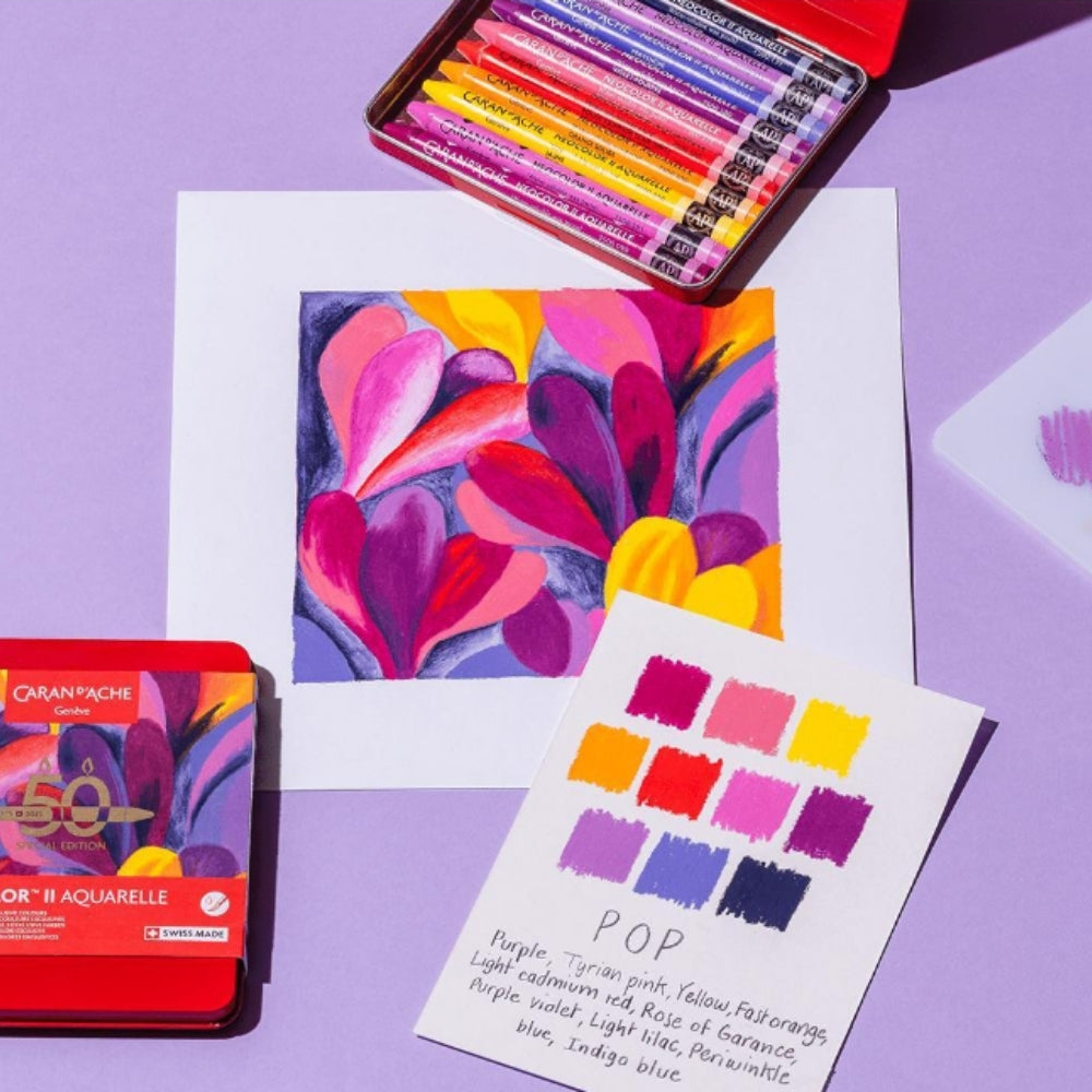 Caran d'Ache Neocolor II 10'lu Set Pop 50.Yıl (Metal Kutu)