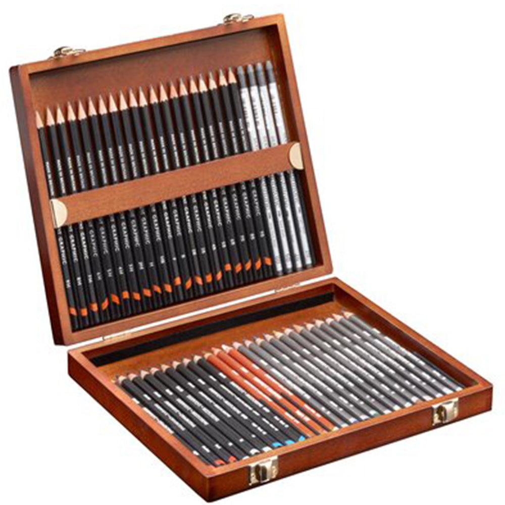 Derwent Sketching Collection 48'li Ahşap Kutu (Çizim ve Sketch Kalem Seti)