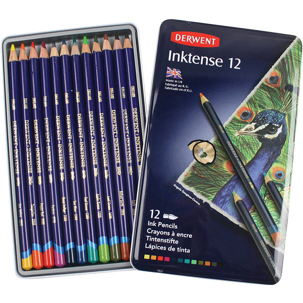 Derwent Inktense Pencil 12'li Teneke Kutu (Mürekkep Kalemi)