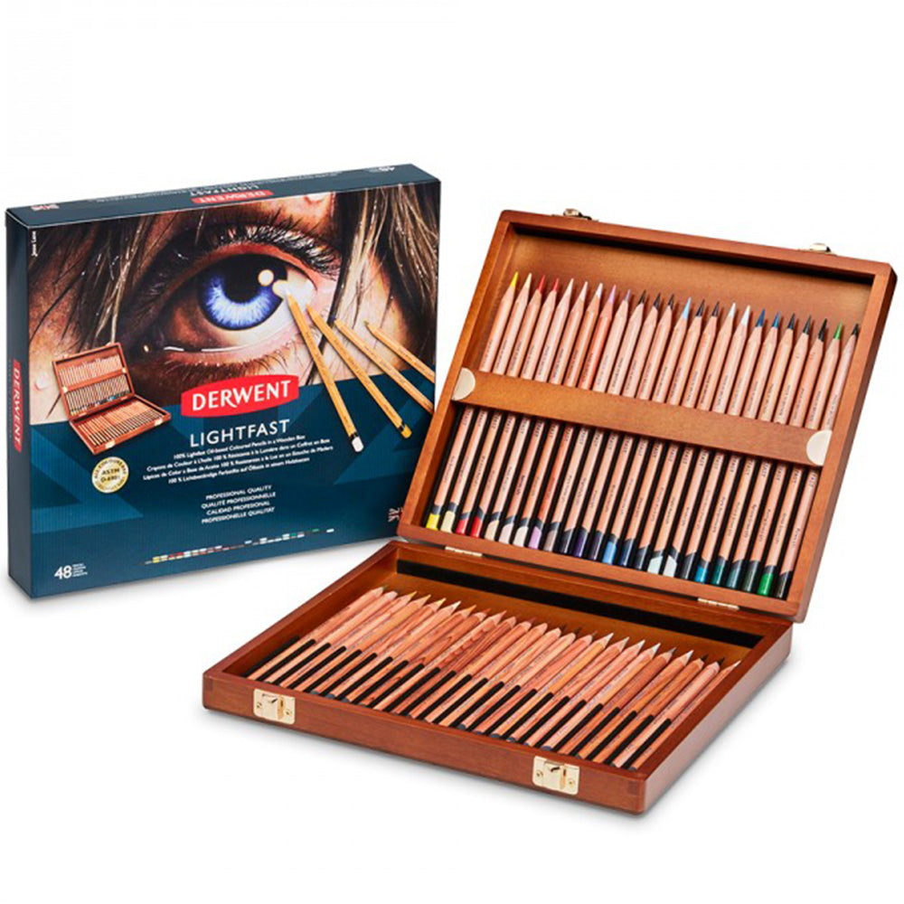 Derwent Lightfast Kuruboya Kalem 48'li Ahşap Kutu
