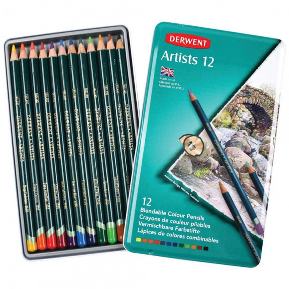 Derwent Artists Pencil 12'li Teneke Kutu (Kuru Boya Kalemi)