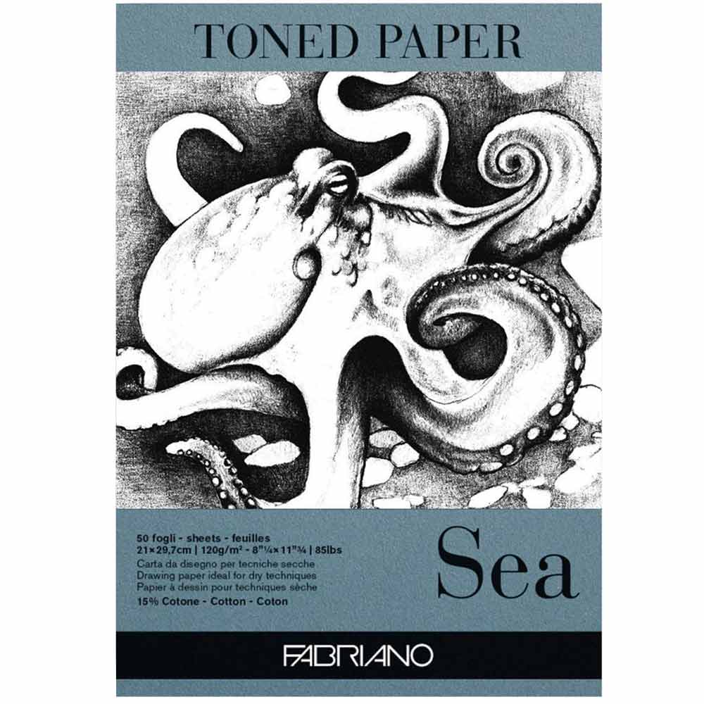 Fabriano Toned Paper Sea Eskiz ve Çizim Blok 120gr 50 Sayfa Deniz Rengi A3 (29.7x42cm)