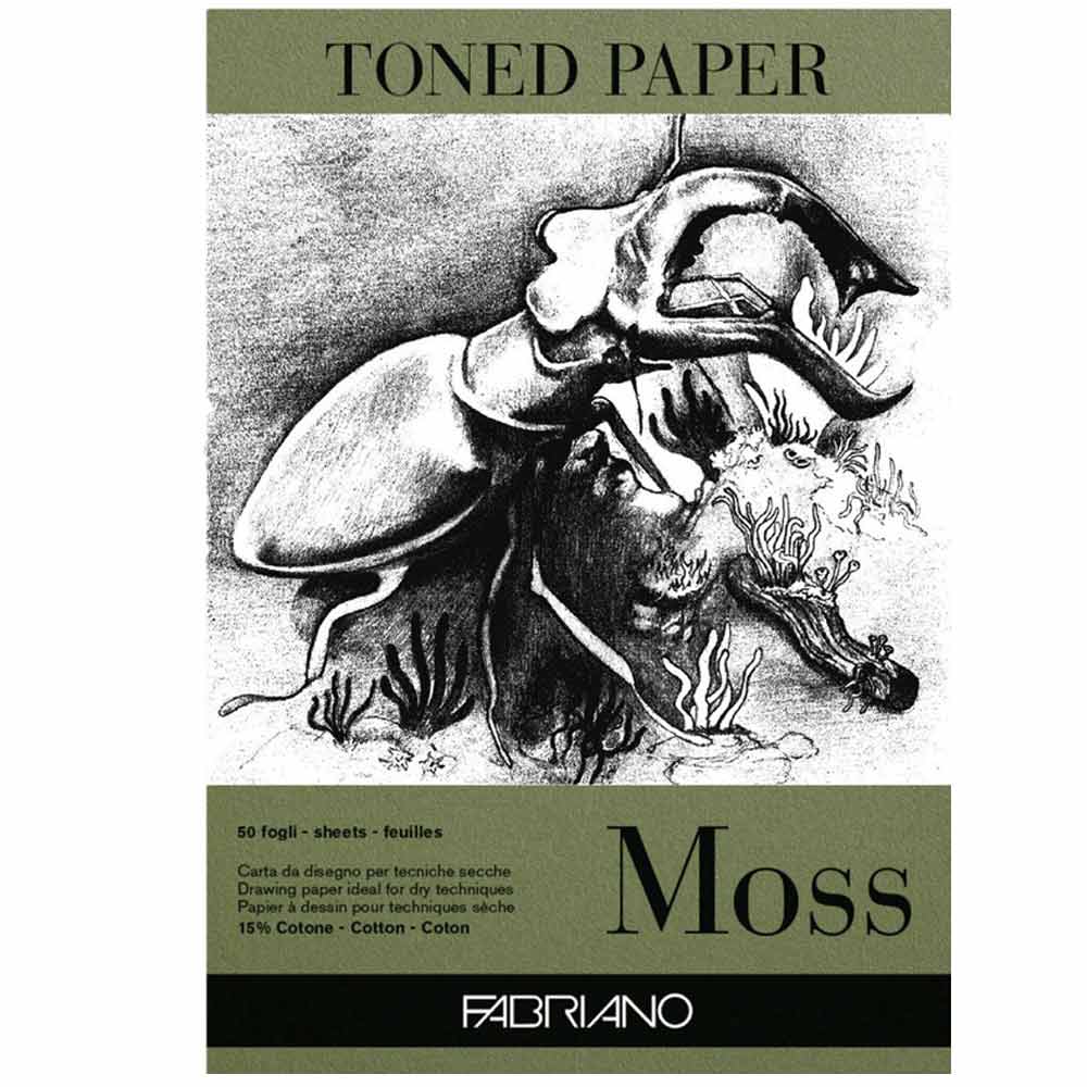 Fabriano Toned Paper Moss Eskiz ve Çizim Blok 120gr 50 Sayfa Yosun Rengi A3 (29.7x42cm)