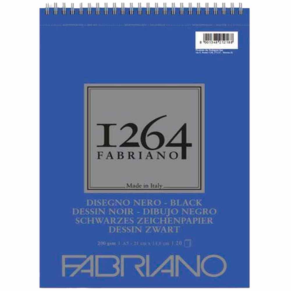 Fabriano 1264 Black Paper Spiralli 200gr 20 Sayfa A5 (14.8x21cm)