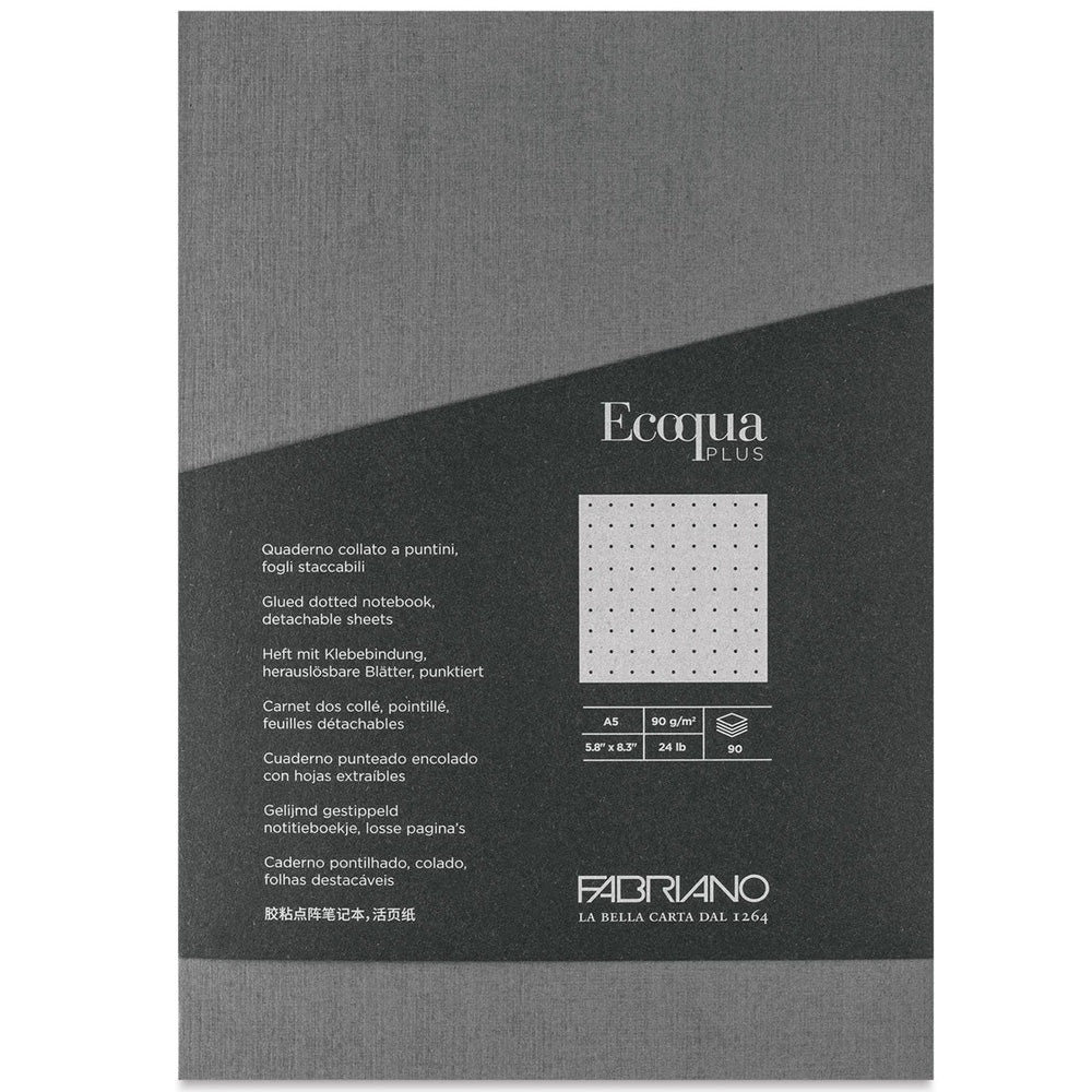 Fabriano Ecoqua Plus Fabric Notebook 90gr A4 Antracite Dotted 80 Yaprak