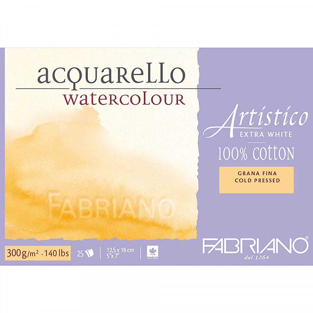 Fabriano Artistico Extra White Cold Pressed 300gr Sulu Boya Blok 25 Sayfa 12.5x18cm