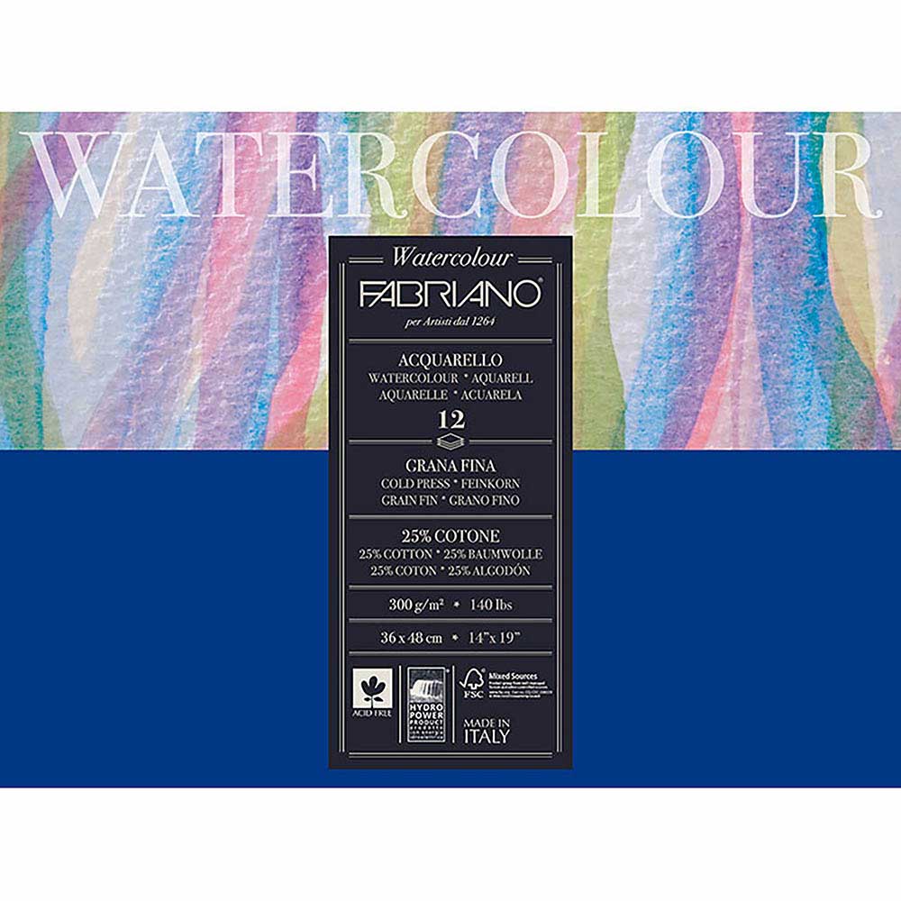Fabriano Watercolour Cold Pressed 300gr Sulu Boya Blok 12 Sayfa 36x48cm