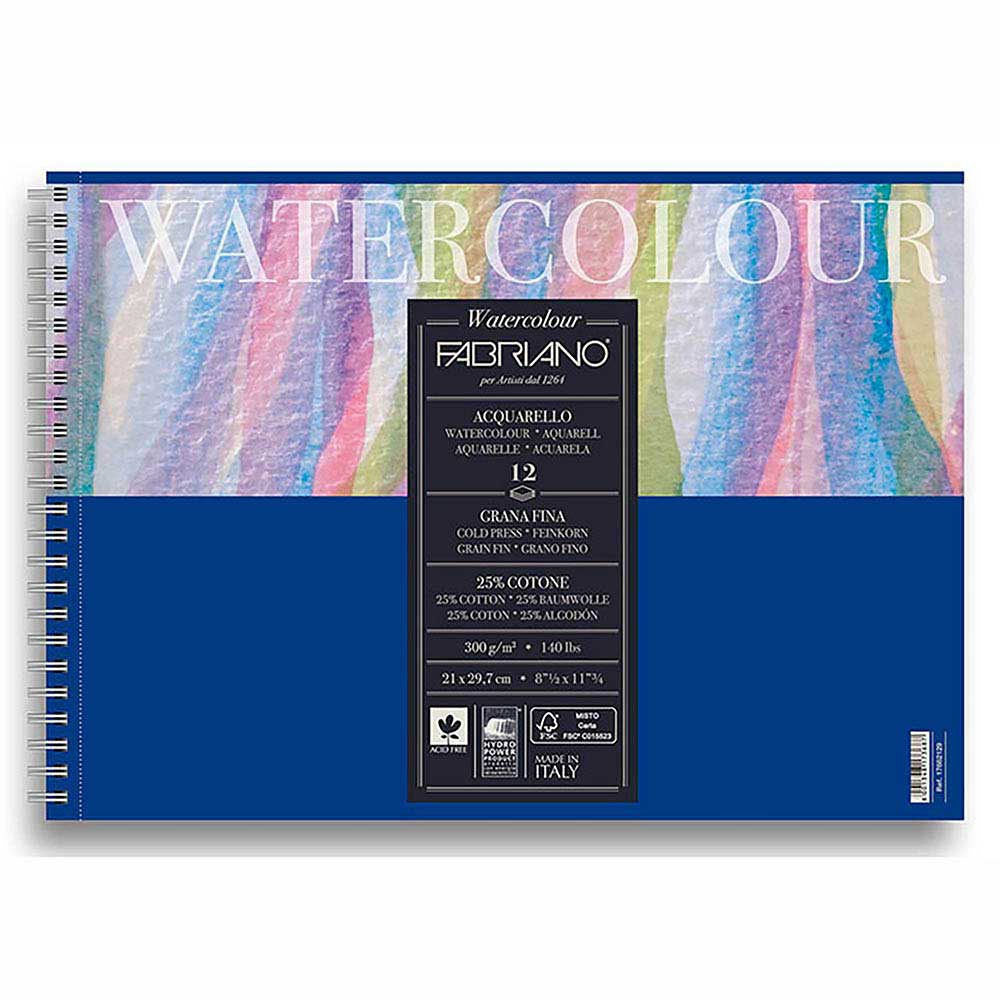 Fabriano Watercolour Cold Pressed 300gr Spiralli Sulu Boya Blok 12 Sayfa A4 (21x29.7cm)
