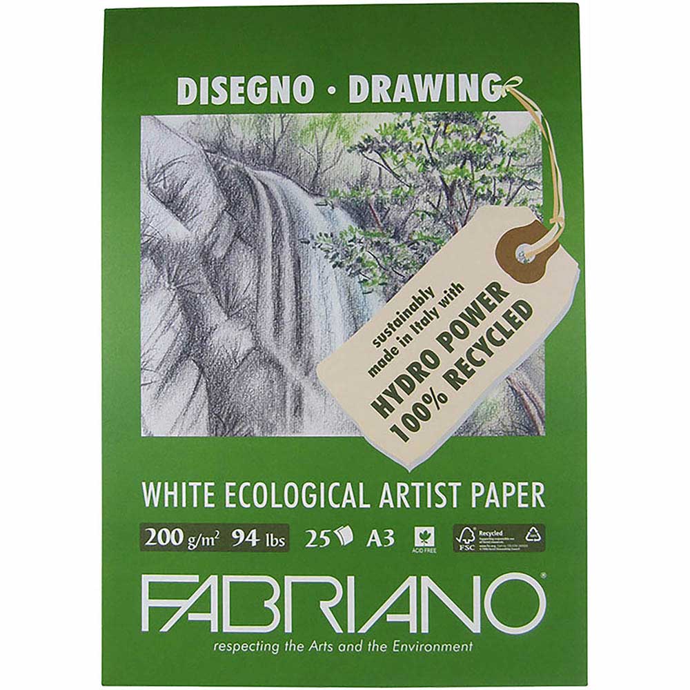 Fabriano White Ecological Artist Paper Natural Grain 200gr Çizim Blok 25 Sayfa A3 (29.7x42cm)