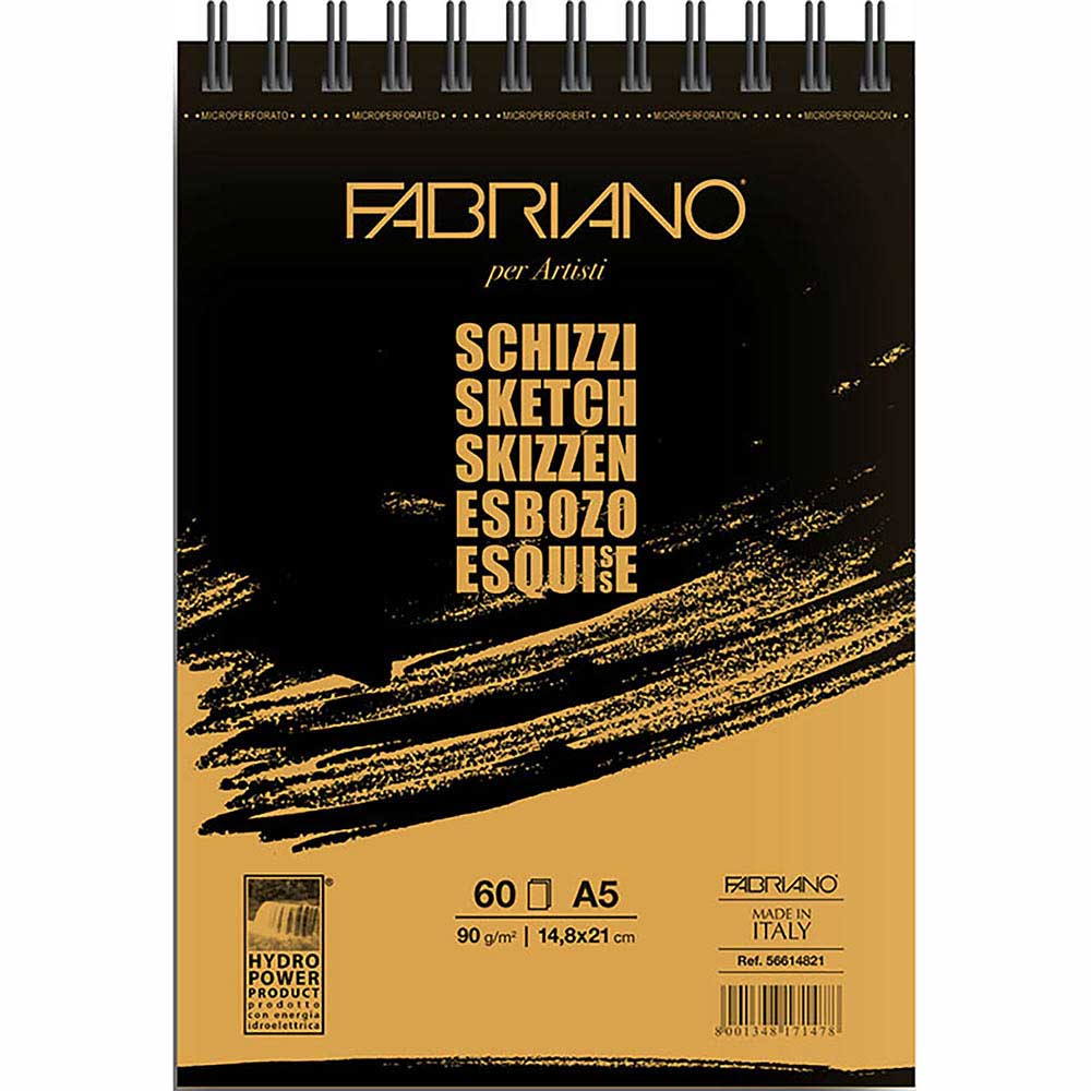 Fabriano Schizzi Sketch Pad Natural Grain 90gr Spiralli Çizim Defteri 60 Sayfa A5 (14.8x21cm)