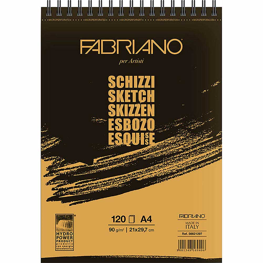 Fabriano Schizzi Sketch Pad Natural Grain 90gr Spiralli Çizim Defteri 120 Sayfa A4 (21x29.7cm)