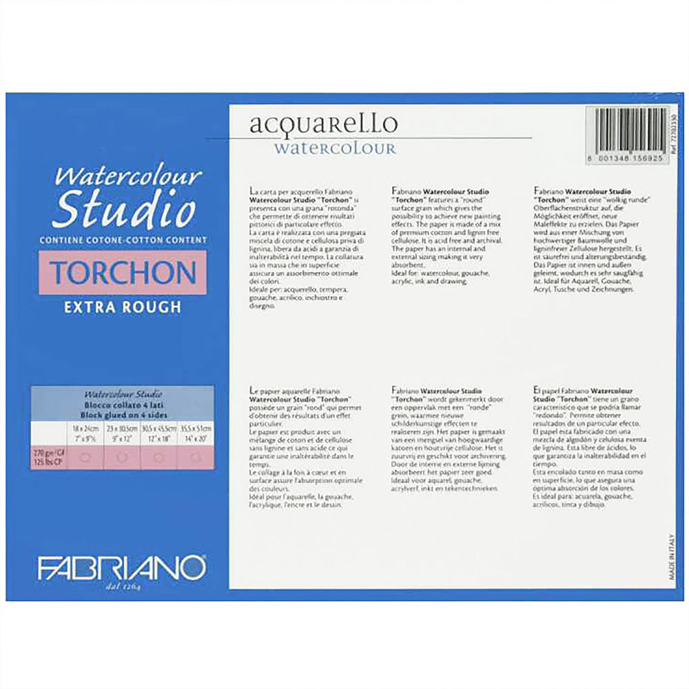 Fabriano Watercolour Torchon Extra Rough 270gr Sulu Boya Blok 20 Sayfa 23x30.5cm (4 Tarafı Yapışkanlı)