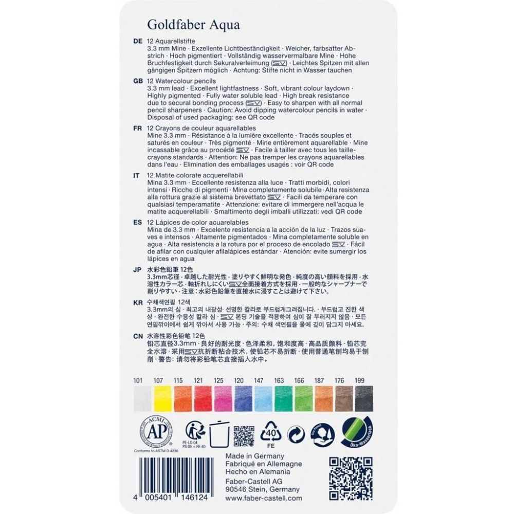 Faber Castell Goldfaber Aqua Boya Kalemi 12'li Metal Kutu