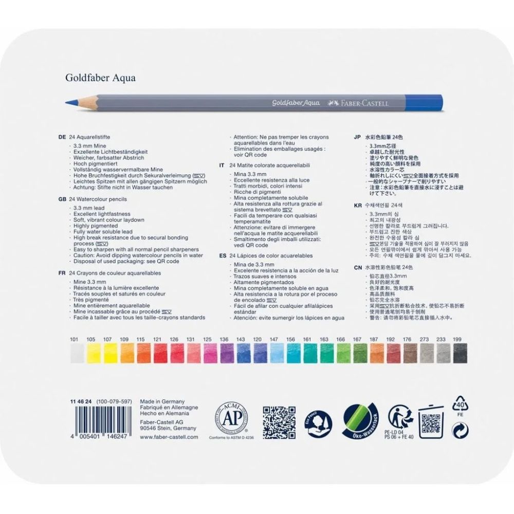 Faber Castell Goldfaber Aqua Boya Kalemi 24'lü Metal Kutu