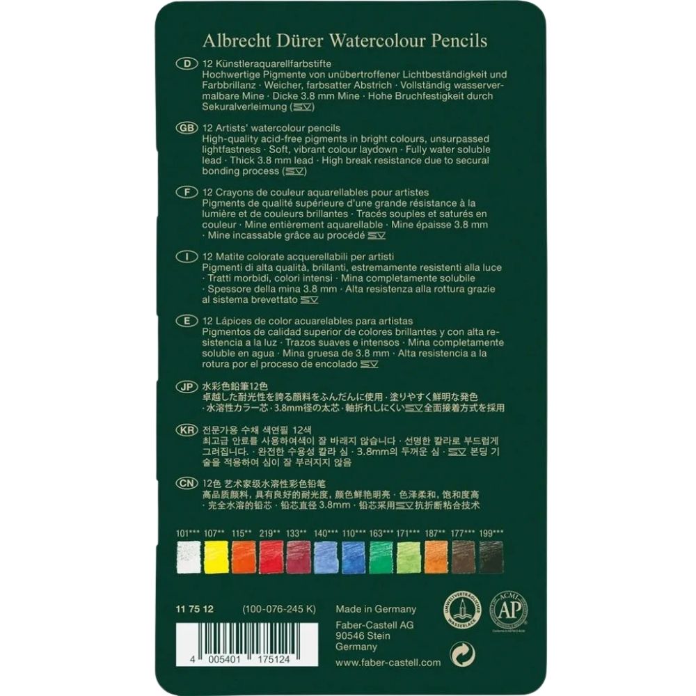 Faber Castell Albrecht Dürer Watercolour Pencils 12'li Metal Kutu