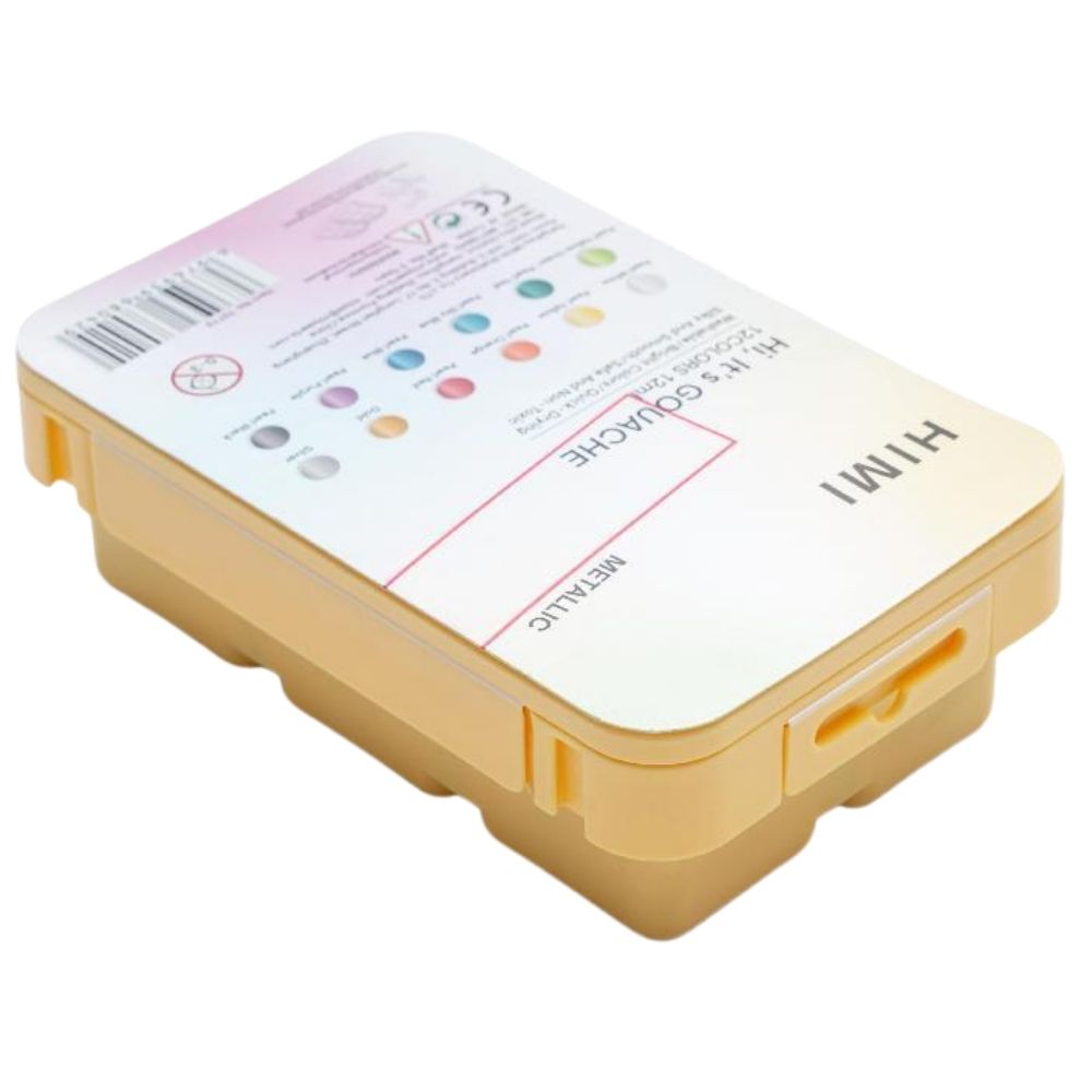 HIMI Twin Cup Gouache Set 12'li (Yellow Case - Metallic Edition)