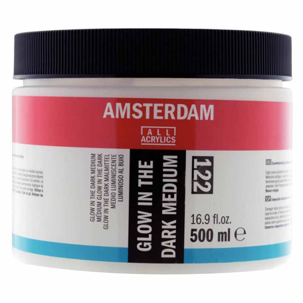 Talens Amsterdam Glow in the Dark Medium 500 ml plastik şişe ön cephe etiketi