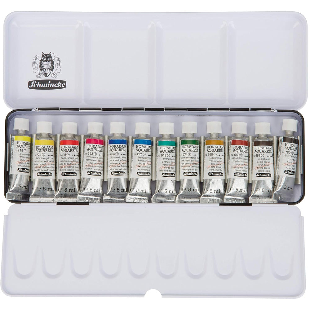 Schmincke Horadam Aquarell 12'li Cep Boy Metal Set (Yarım Tablet)