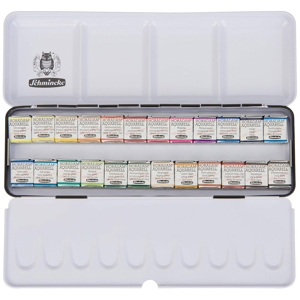 Schmincke Horadam Aquarell 24'lü Metal Set (Yarım Tablet)
