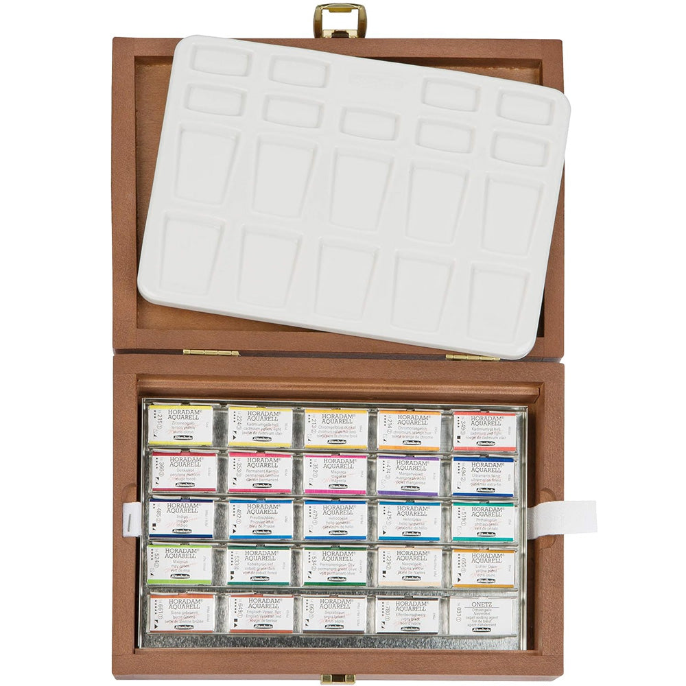 Schmincke Horadam Aquarell 24'lü Ahşap Set (Tam Tablet)