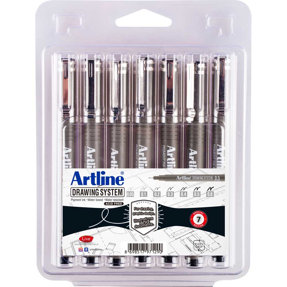 Artline Drawing System Teknik Çizim Kalemi 7'li Set – Colorbox