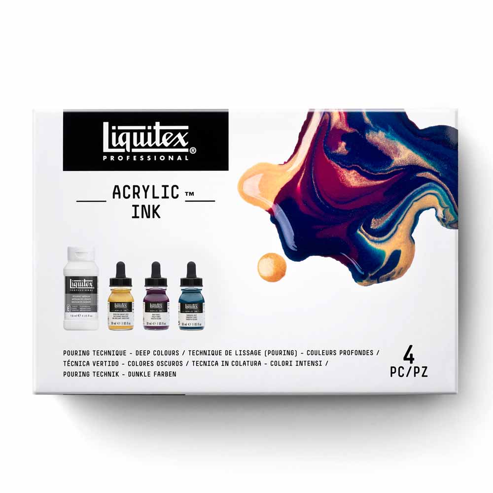 Liquitex Professional Akrilik Mürekkep Seti 3x30ml Deep Colors + 118ml Pouring