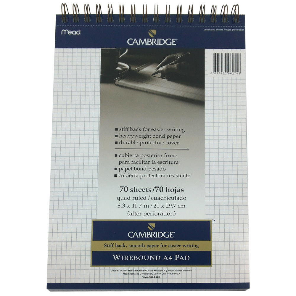 Mead Cambridge Kareli Bloknot (Tel Spiralli) A4 70 Yaprak Beyaz