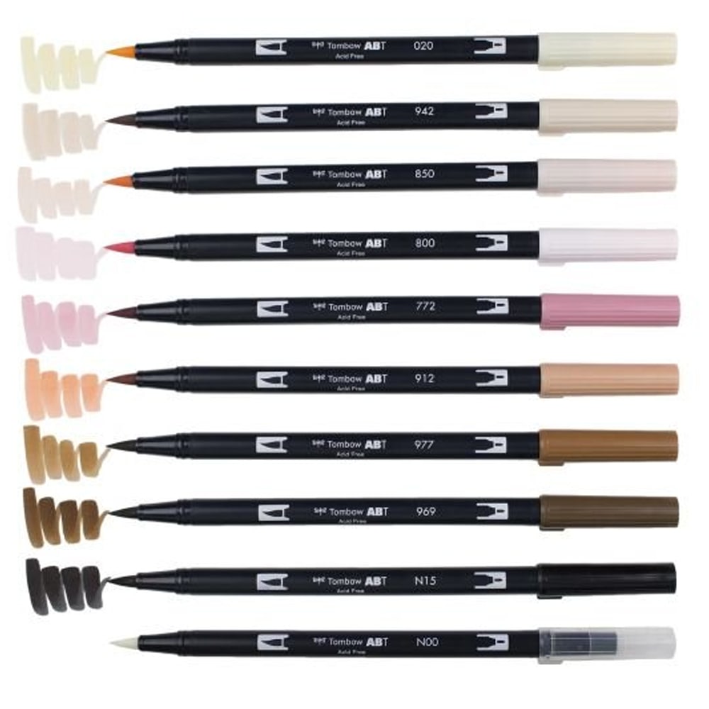Tombow AB-T Dual Brush Pen Portrait (Portre Renkleri) 10'lu Set