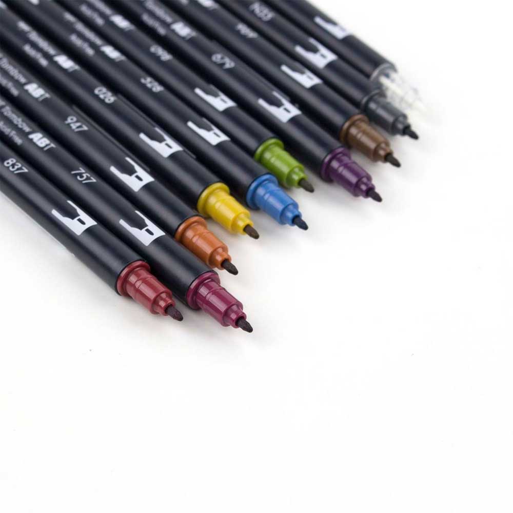 Tombow AB-T Dual Brush Pen Secondary (Ara Renkler) 10'lu Set