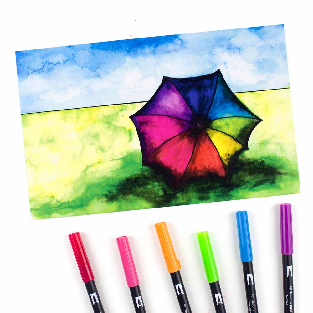 Tombow AB-T Dual Brush Pen Bright (Parlak Renkler) 6'lı Set
