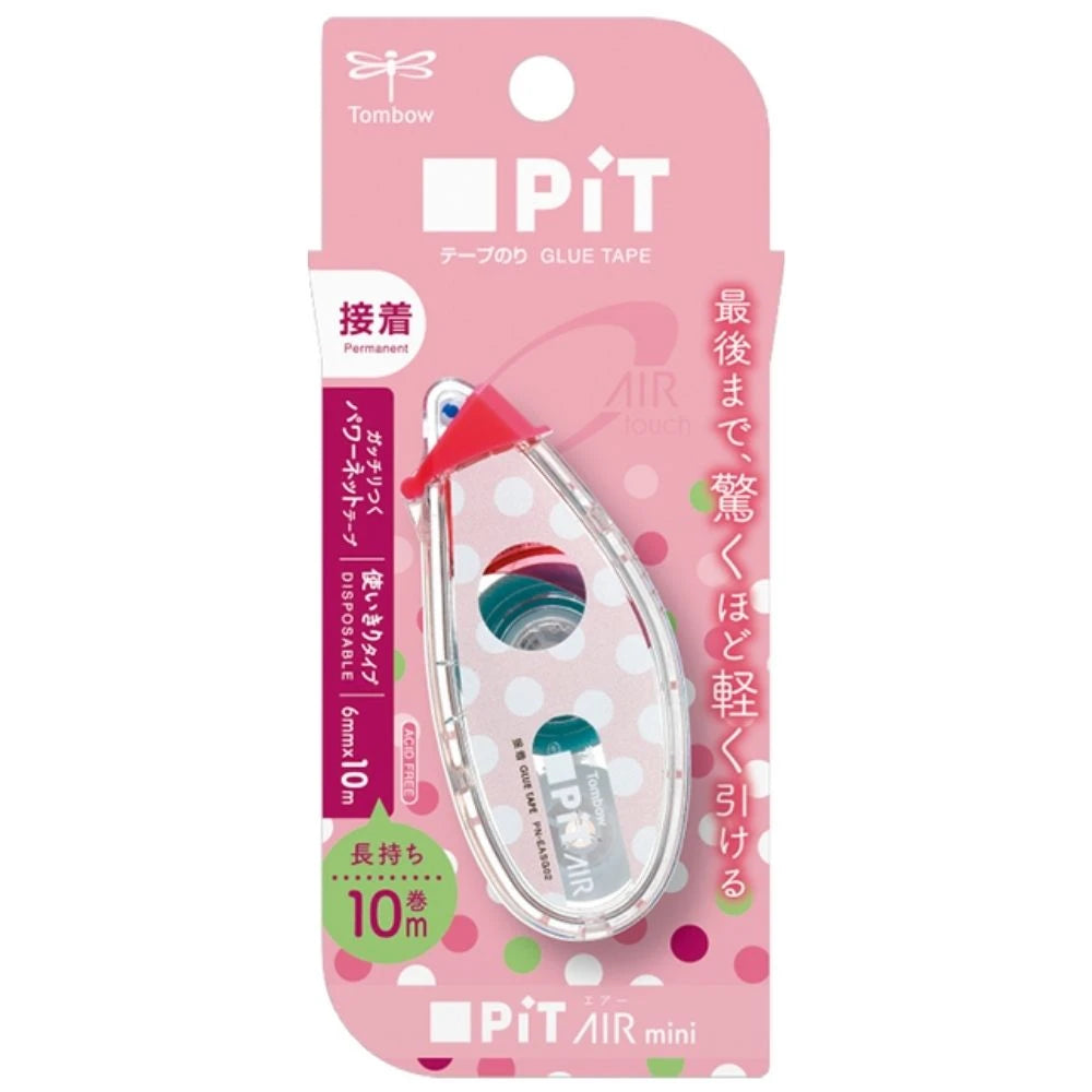 Tombow PiT AIR Mini Şerit Yapıştırıcı 6mmx10m Pembe Noktalı