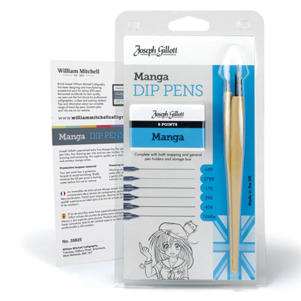 William Mitchell Joseph Gillott Manga Dip Pens (6 Uç +2 sap)