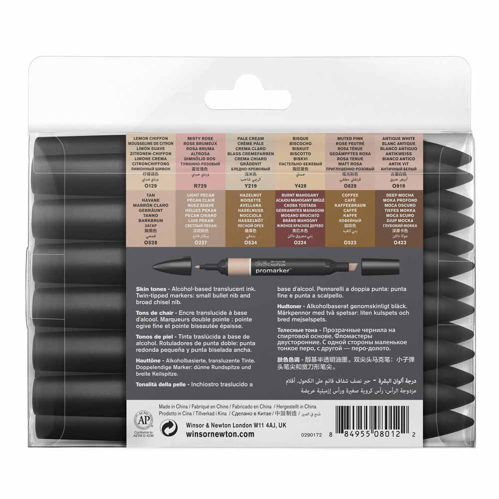 Winsor & Newton Promarker Ten Renkleri Seti (12 renk+karıştırıcı)