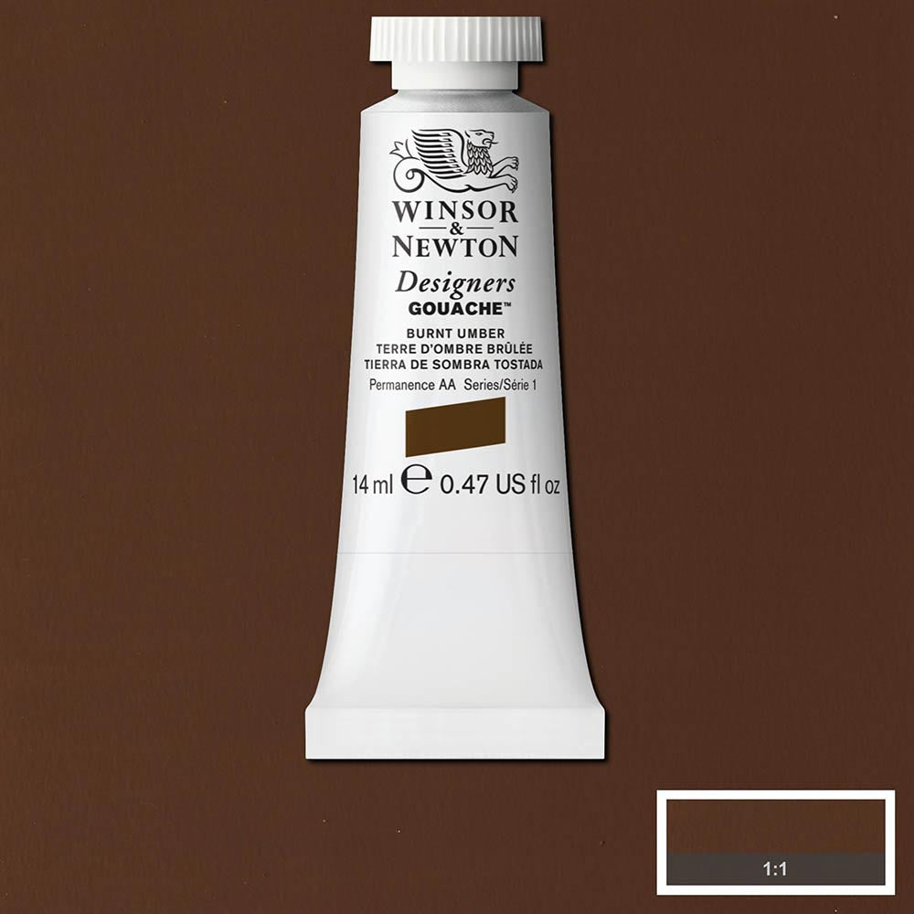 Winsor & Newton Designer's Gouache 14ml Burnt Umber 076 S.1
