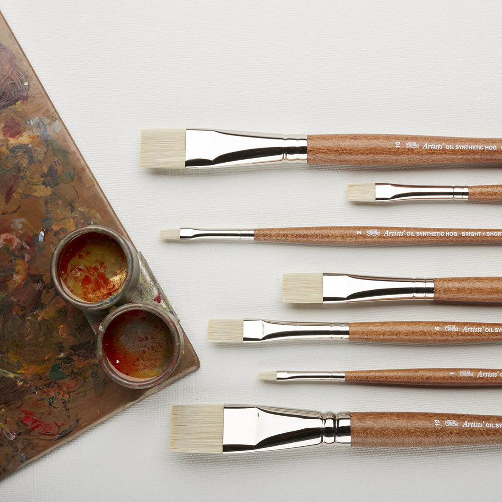 Winsor & Newton Artists' Sentetik Sert Kıl Uzun Saplı Kısa Yassı Fırça No:8