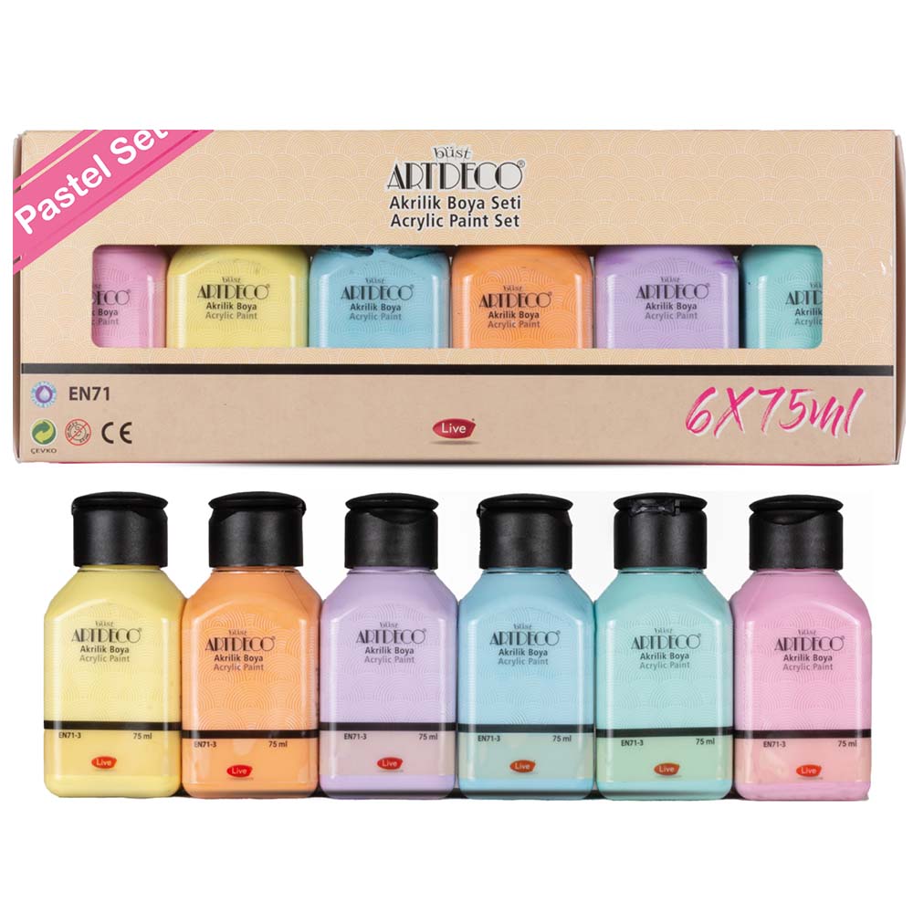 Artdeco Akrilik Boya 6x75ml Set - Pastel Renkler