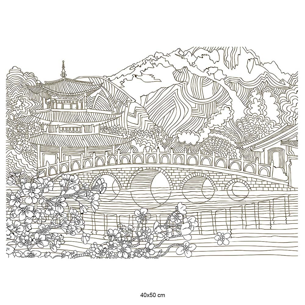 Artdeco Desenli Tuvaller Tabiat 40x50cm Japon Bahçesi