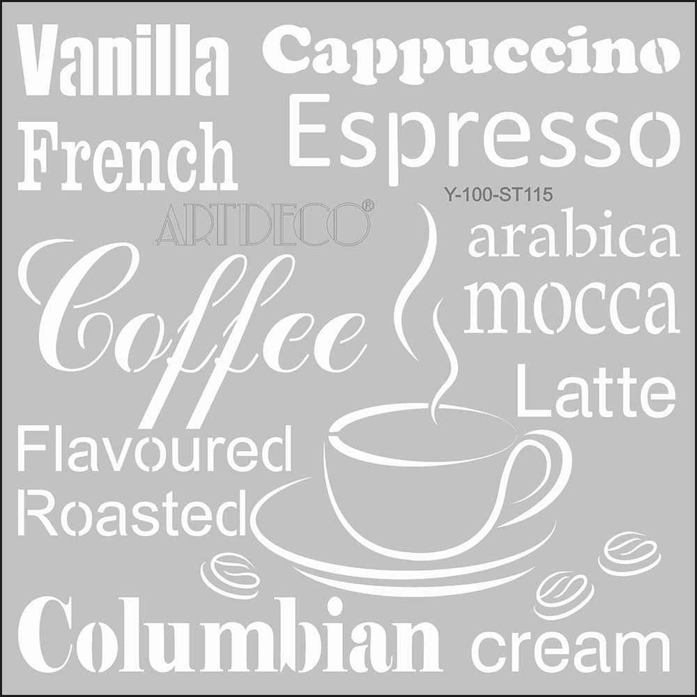 Artdeco Stencil 30x30cm Kahve Kelimeleri 115