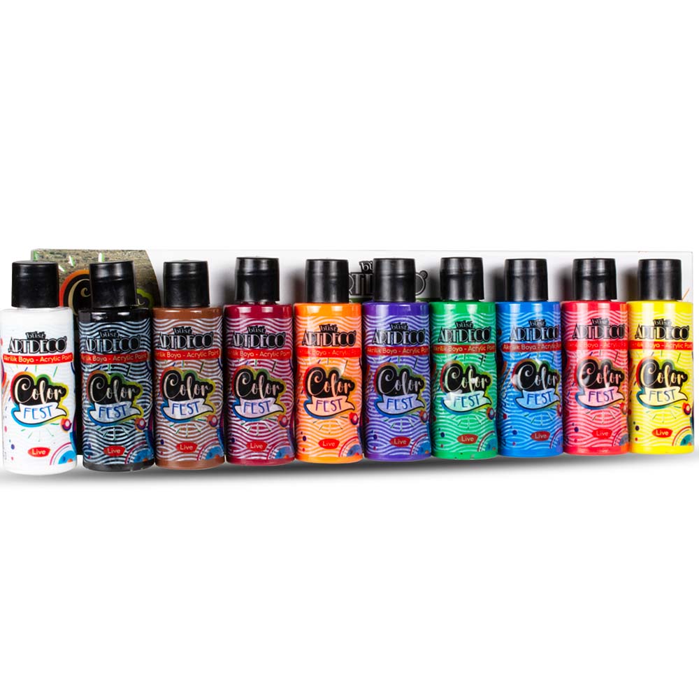 Artdeco Colorfest Akrilik Boya Seti 10x50ml Temel Renkler