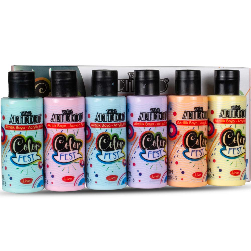 Artdeco Colorfest Akrilik Boya Seti 6x50ml Pastel Renkler