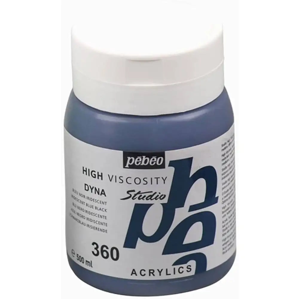 Pebeo Acrylic Studio 500ml Iridescent Blue Black (Dyna) 360