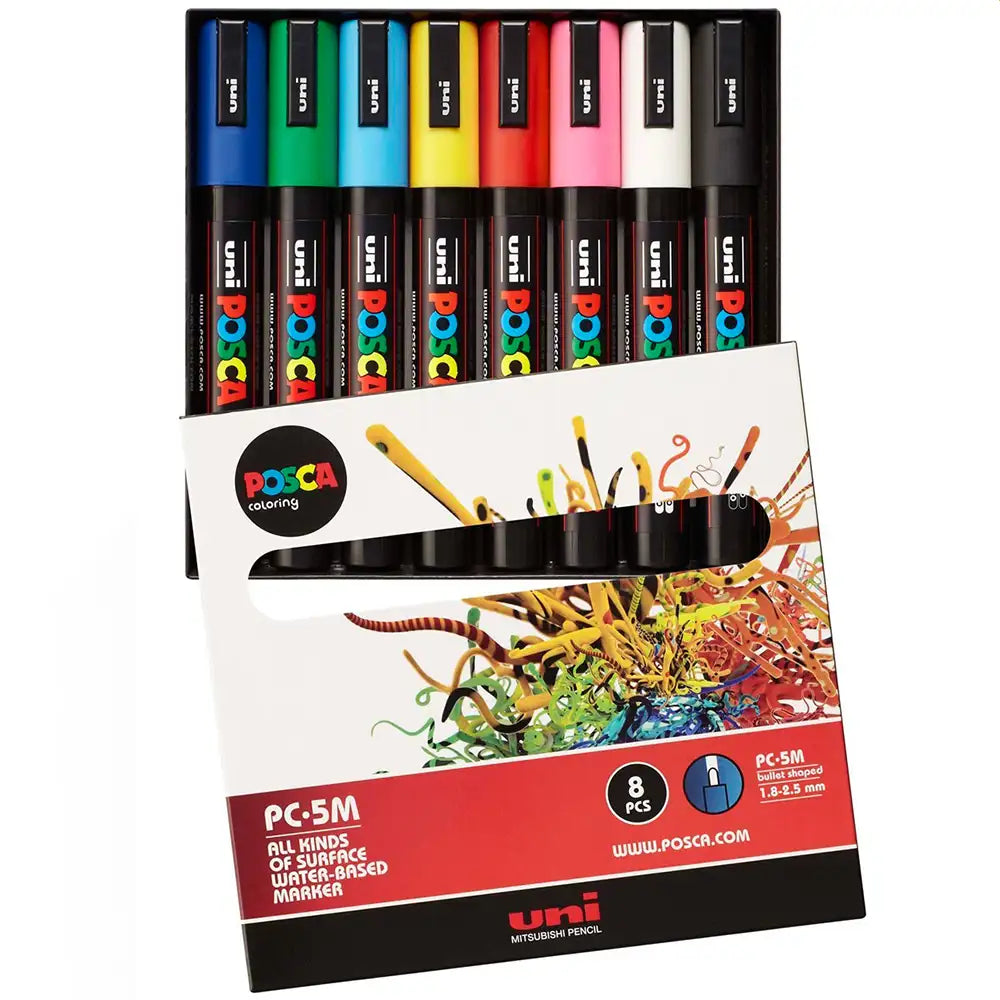 Uni Posca PC-5M (1.8-2.5mm) Çiçek Renkleri Set (7+1)