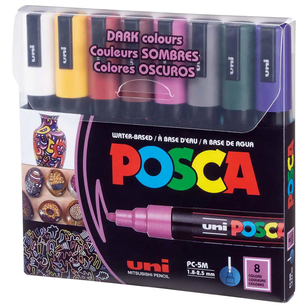 Uni Posca PC-5M (1.8-2.5mm) Koyu Renkler 8'li