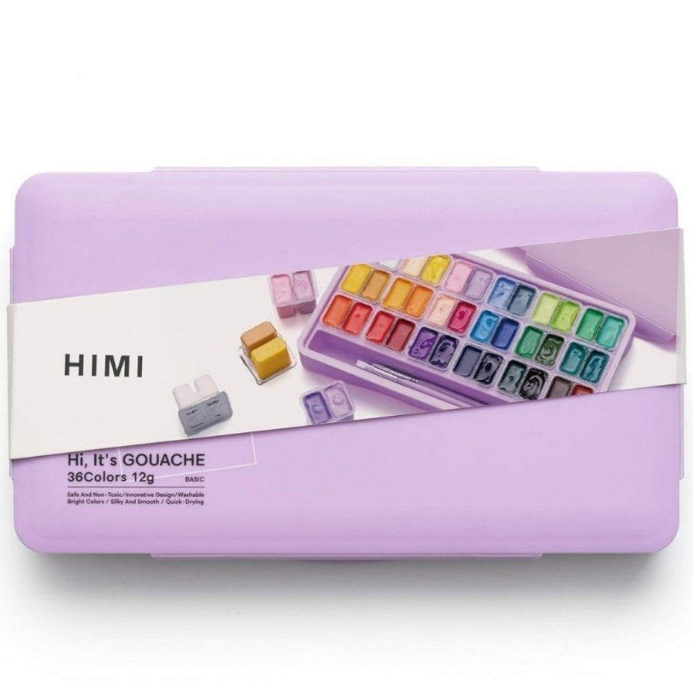 HIMI Twin Cup Gouache Set 36'lı+3 Brushes (Purple Case Edition)