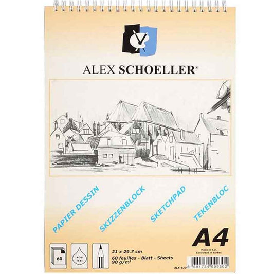 Alex Schoeller Eskiz Blok Spiralli A4 90gr 60 Yaprak