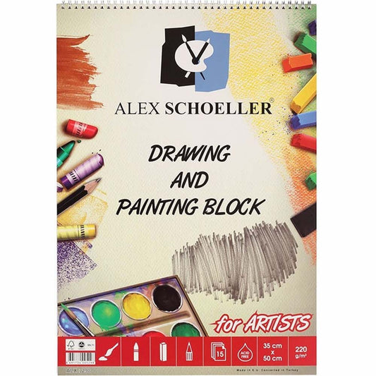 Alex Schoeller Drawing and Painting Block 220gr 35x50cm 15 Sayfa (Spiralli)