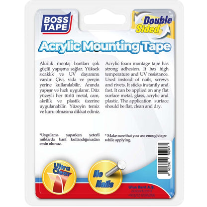 Boss Tape Çift Taraflı Akrilik Montaj Bandı 24mmx2m