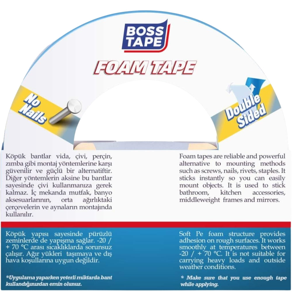 Boss Tape Çift Taraflı Köpük Bant 18mmx10m